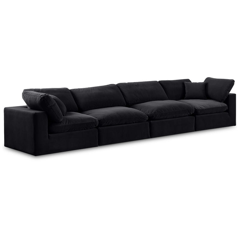 Meridian Comfy Black Velvet Modular Sofa IMAGE 1