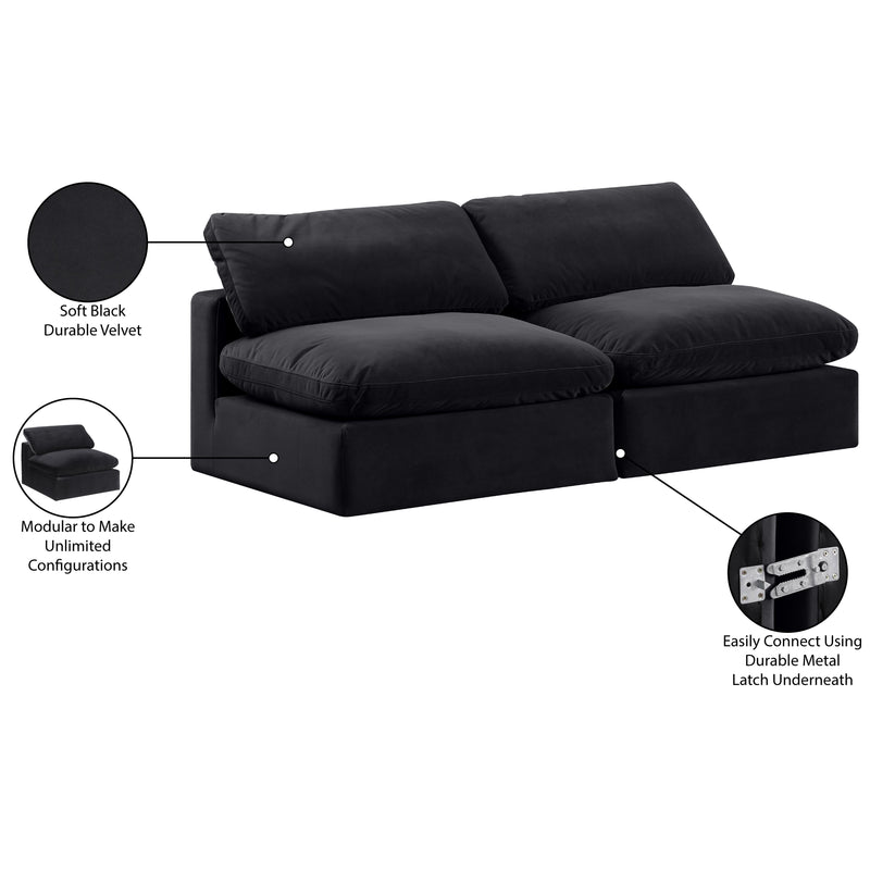 Meridian Comfy Black Velvet Modular Sofa IMAGE 10