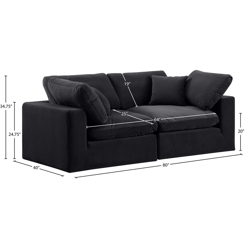 Meridian Comfy Black Velvet Modular Sofa IMAGE 10