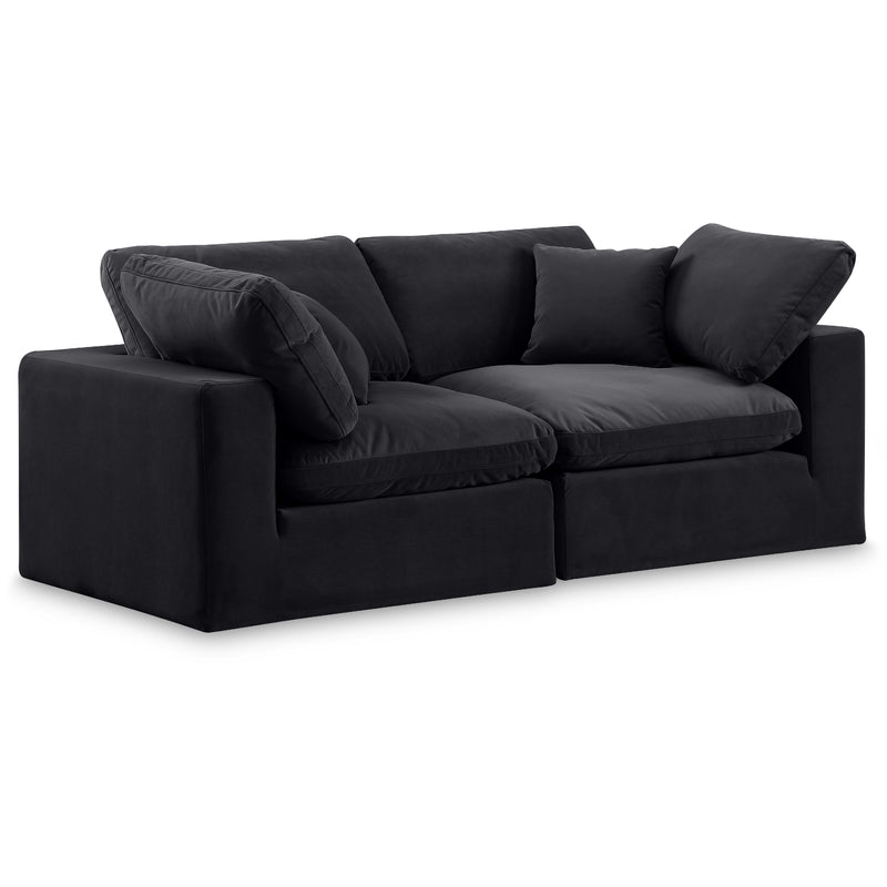 Meridian Comfy Black Velvet Modular Sofa IMAGE 1