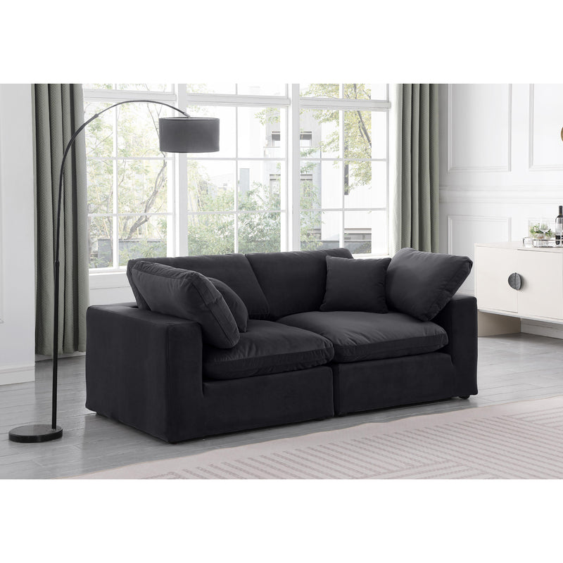Meridian Comfy Black Velvet Modular Sofa IMAGE 2
