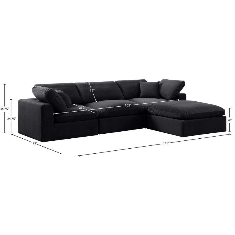 Meridian Comfy Black Velvet Modular Sectional IMAGE 15