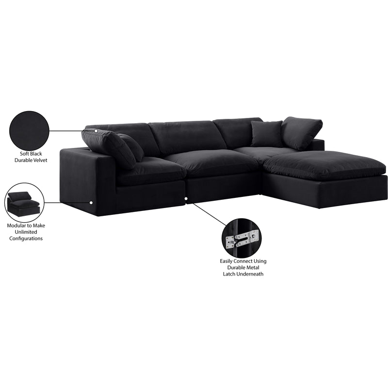 Meridian Comfy Black Velvet Modular Sectional IMAGE 16