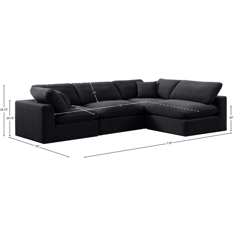 Meridian Comfy Black Velvet Modular Sectional IMAGE 15