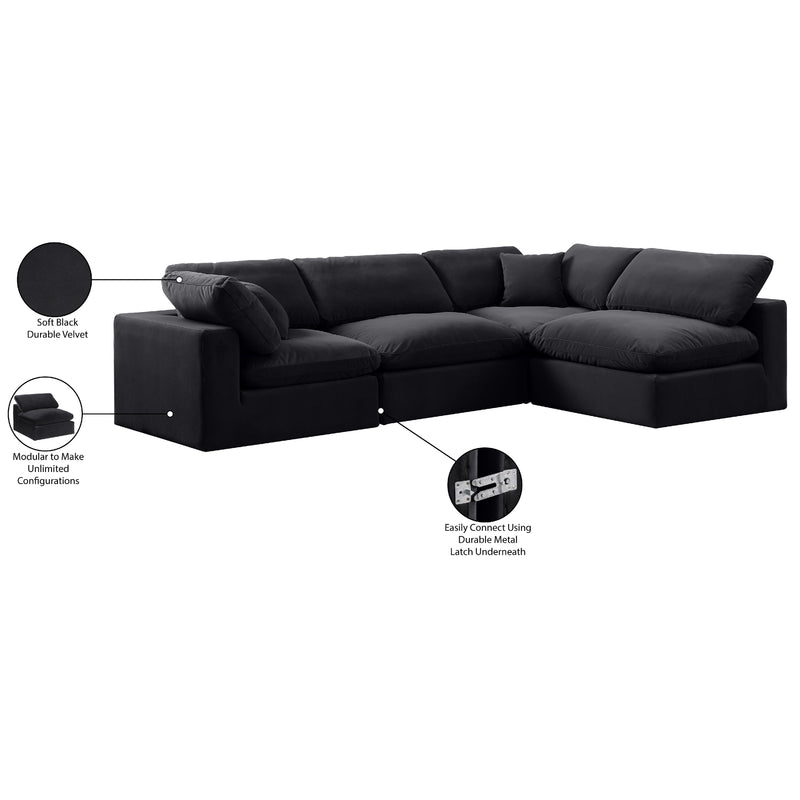 Meridian Comfy Black Velvet Modular Sectional IMAGE 16