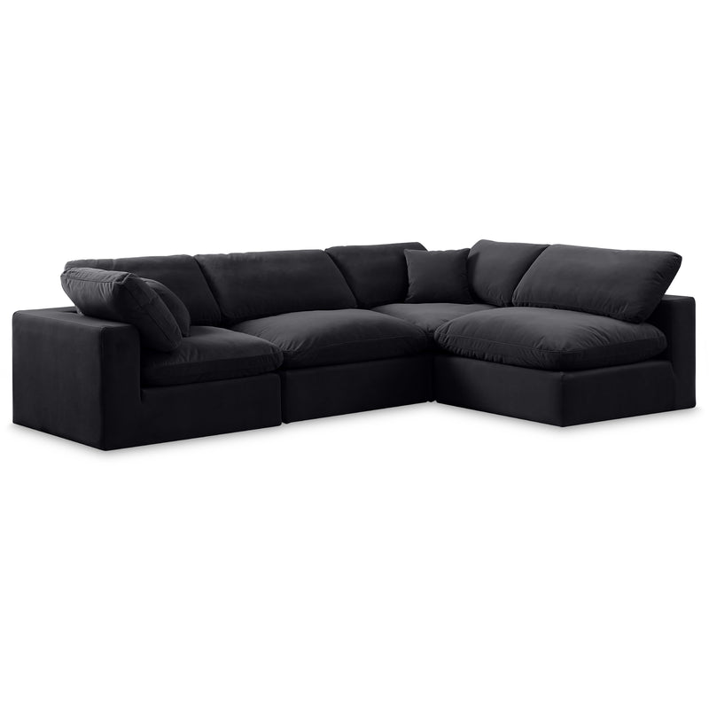 Meridian Comfy Black Velvet Modular Sectional IMAGE 1