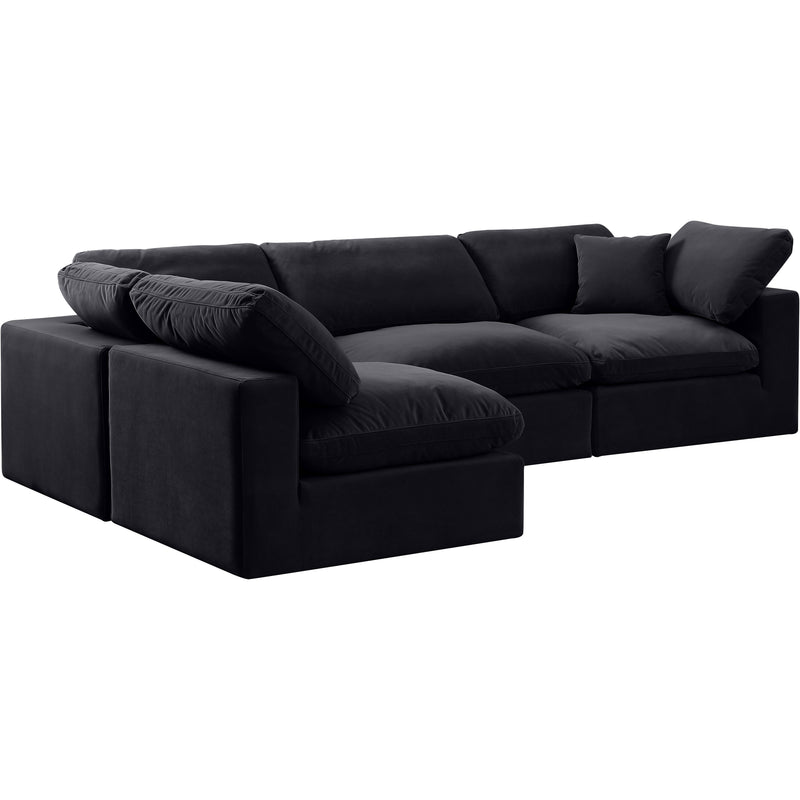 Meridian Comfy Black Velvet Modular Sectional IMAGE 2