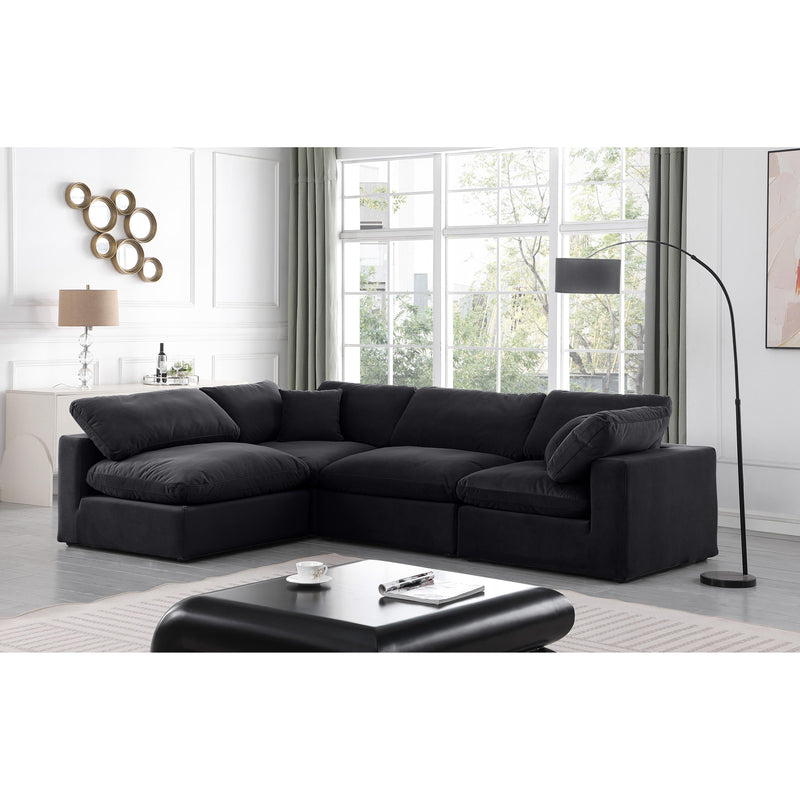 Meridian Comfy Black Velvet Modular Sectional IMAGE 3