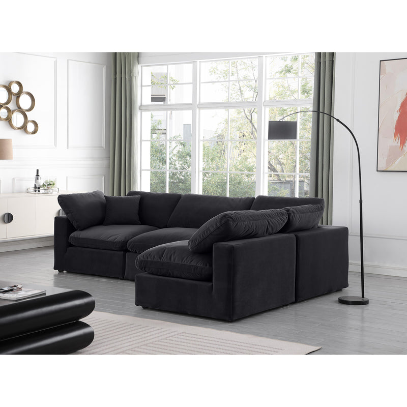 Meridian Comfy Black Velvet Modular Sectional IMAGE 4