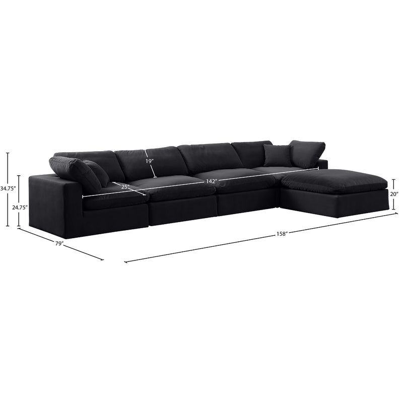 Meridian Comfy Black Velvet Modular Sectional IMAGE 15