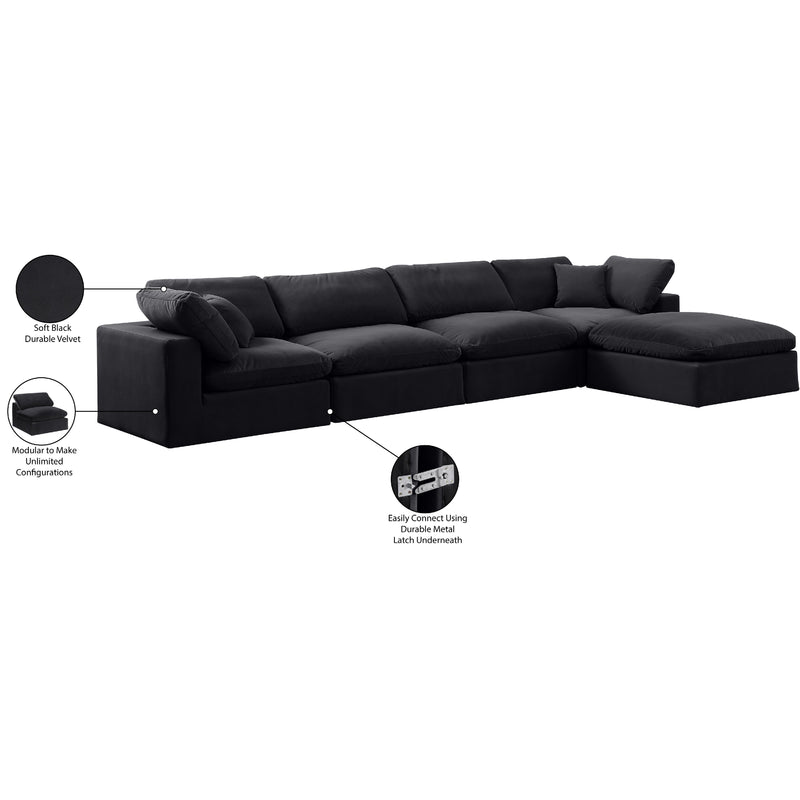 Meridian Comfy Black Velvet Modular Sectional IMAGE 16