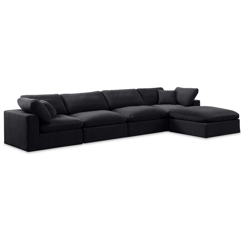 Meridian Comfy Black Velvet Modular Sectional IMAGE 1