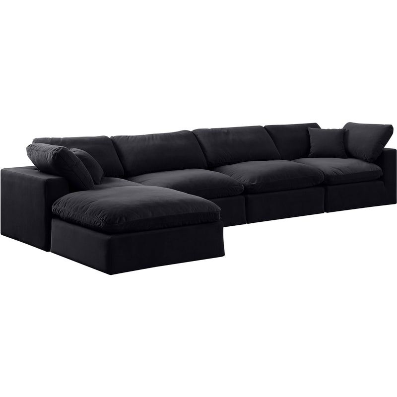 Meridian Comfy Black Velvet Modular Sectional IMAGE 2
