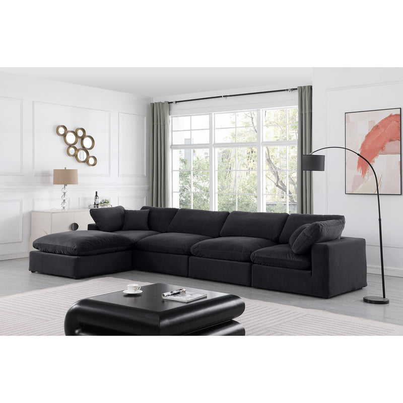 Meridian Comfy Black Velvet Modular Sectional IMAGE 3