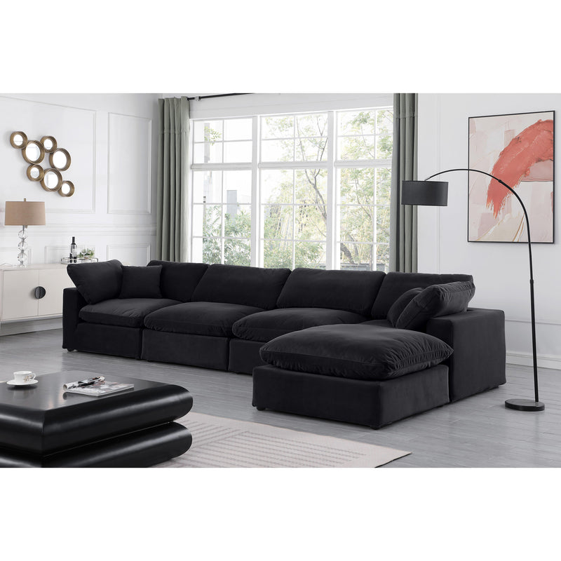 Meridian Comfy Black Velvet Modular Sectional IMAGE 4