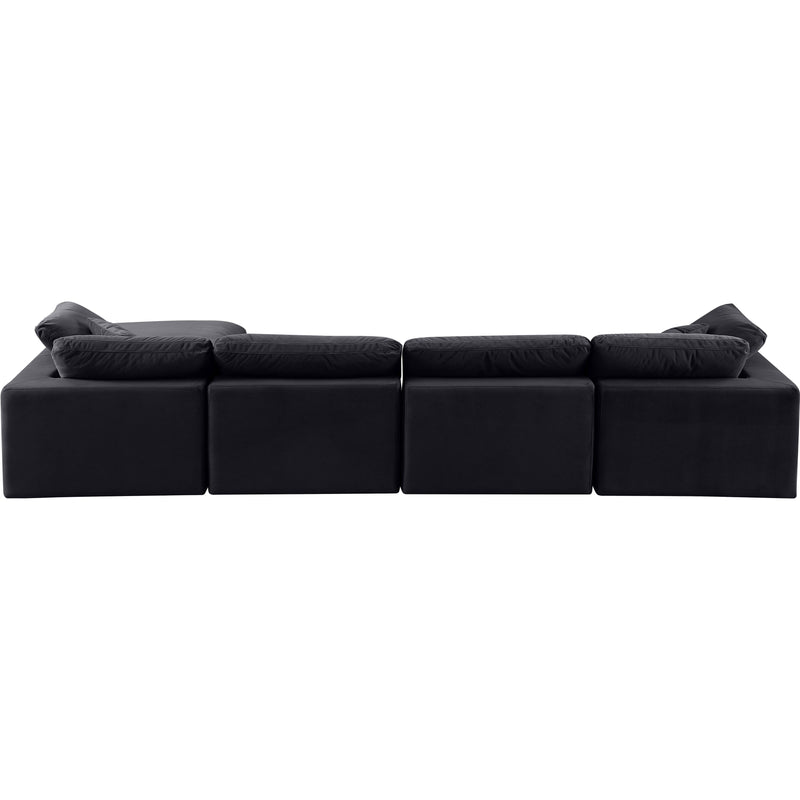 Meridian Comfy Black Velvet Modular Sectional IMAGE 5