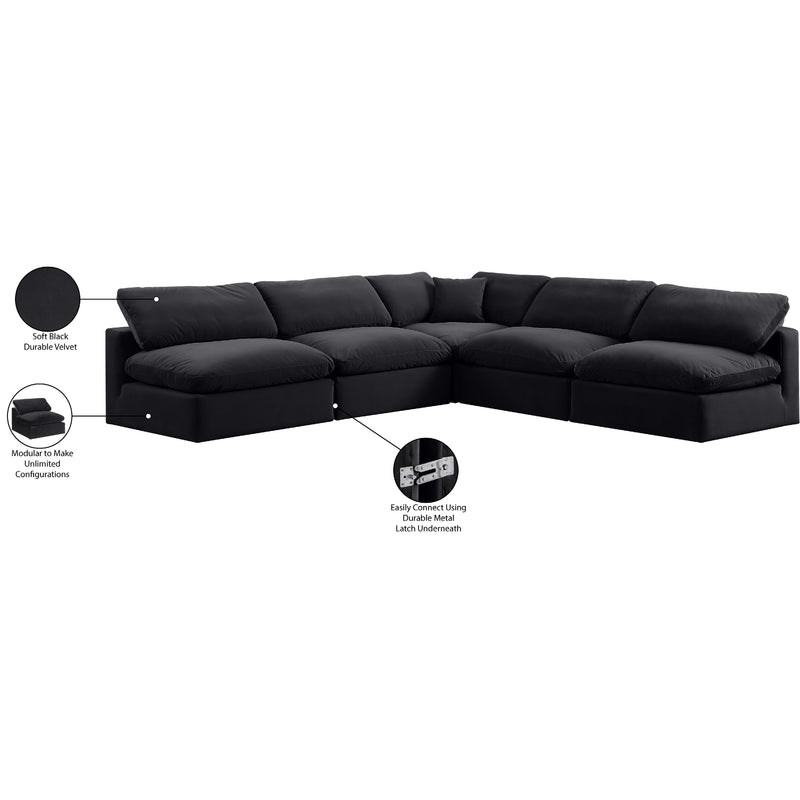 Meridian Comfy Black Velvet Modular Sectional IMAGE 11