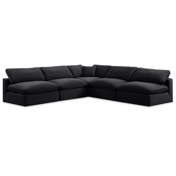 Meridian Comfy Black Velvet Modular Sectional IMAGE 1