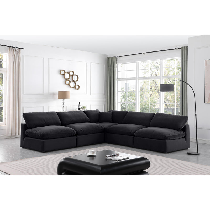 Meridian Comfy Black Velvet Modular Sectional IMAGE 2