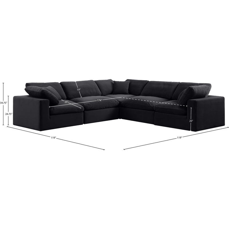 Meridian Comfy Black Velvet Modular Sectional IMAGE 10