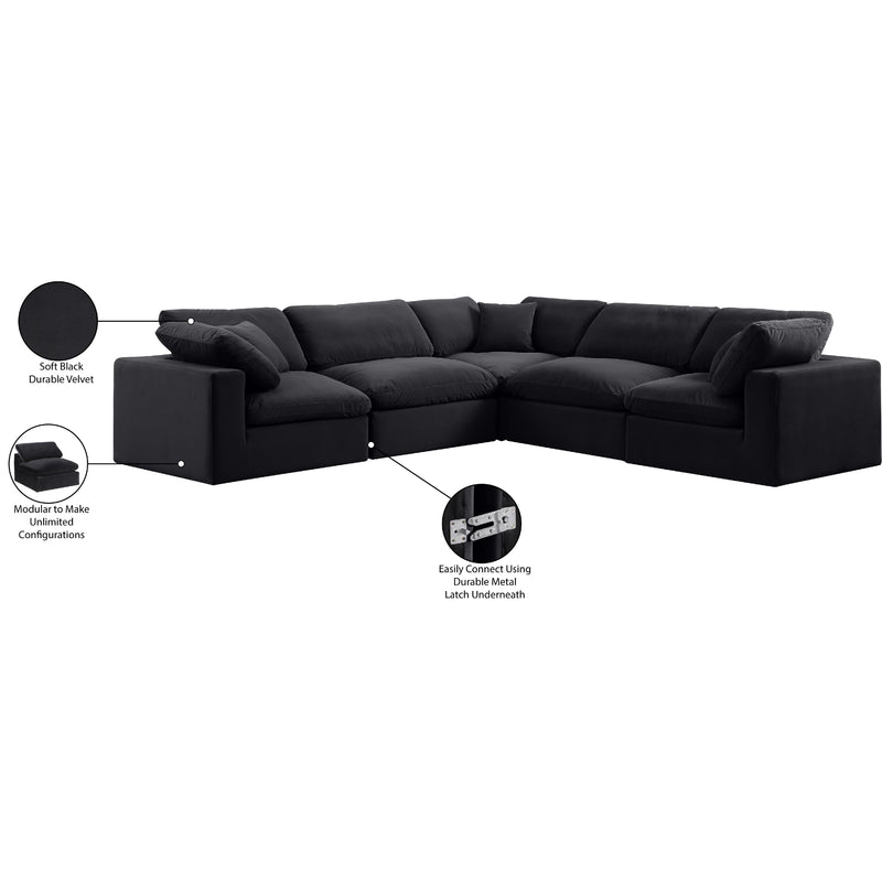 Meridian Comfy Black Velvet Modular Sectional IMAGE 11