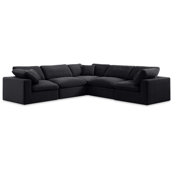 Meridian Comfy Black Velvet Modular Sectional IMAGE 1