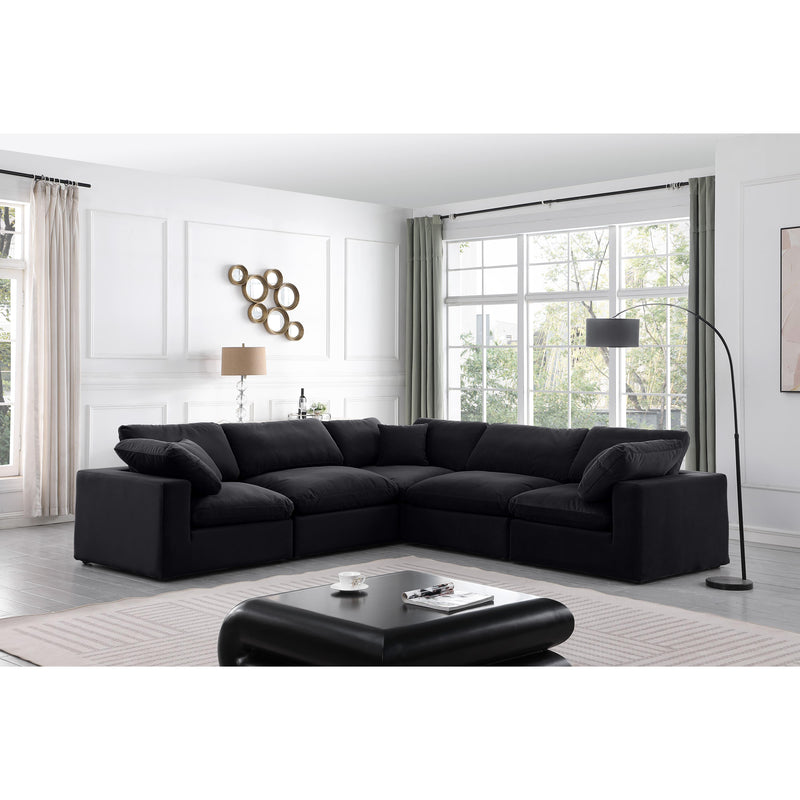 Meridian Comfy Black Velvet Modular Sectional IMAGE 2