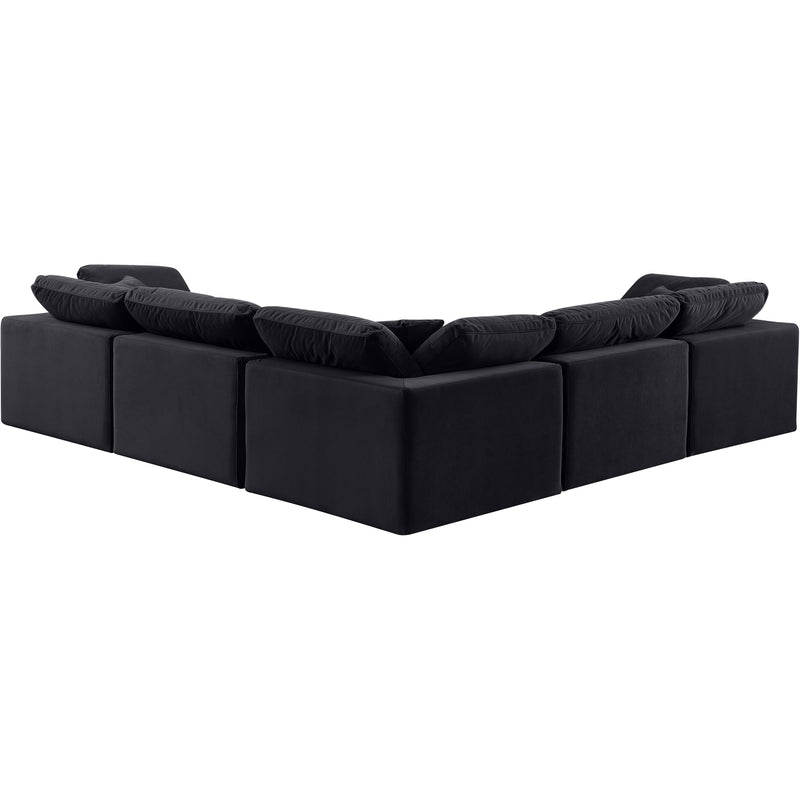 Meridian Comfy Black Velvet Modular Sectional IMAGE 3