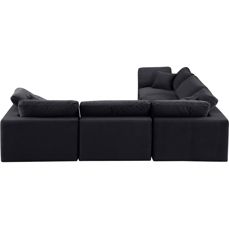 Meridian Comfy Black Velvet Modular Sectional IMAGE 4
