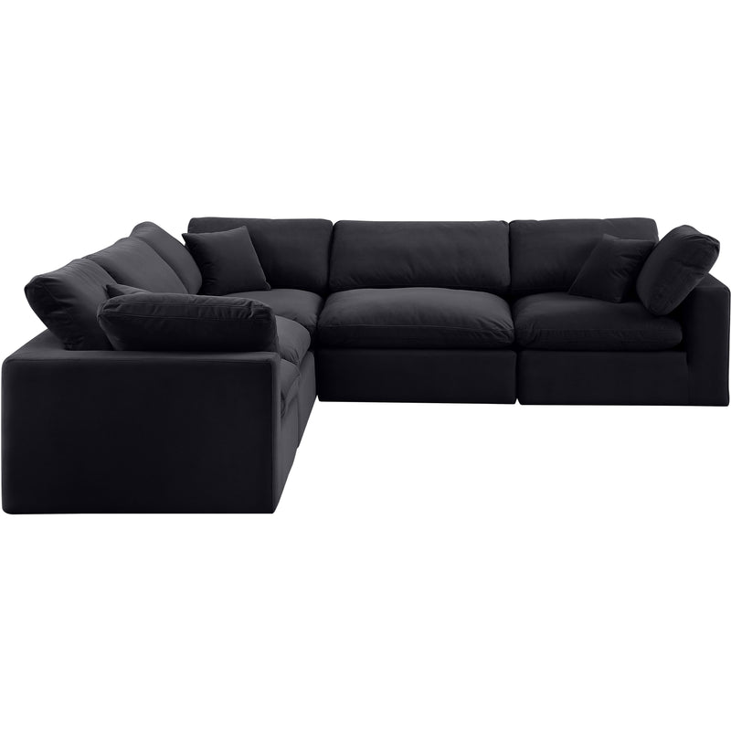 Meridian Comfy Black Velvet Modular Sectional IMAGE 5