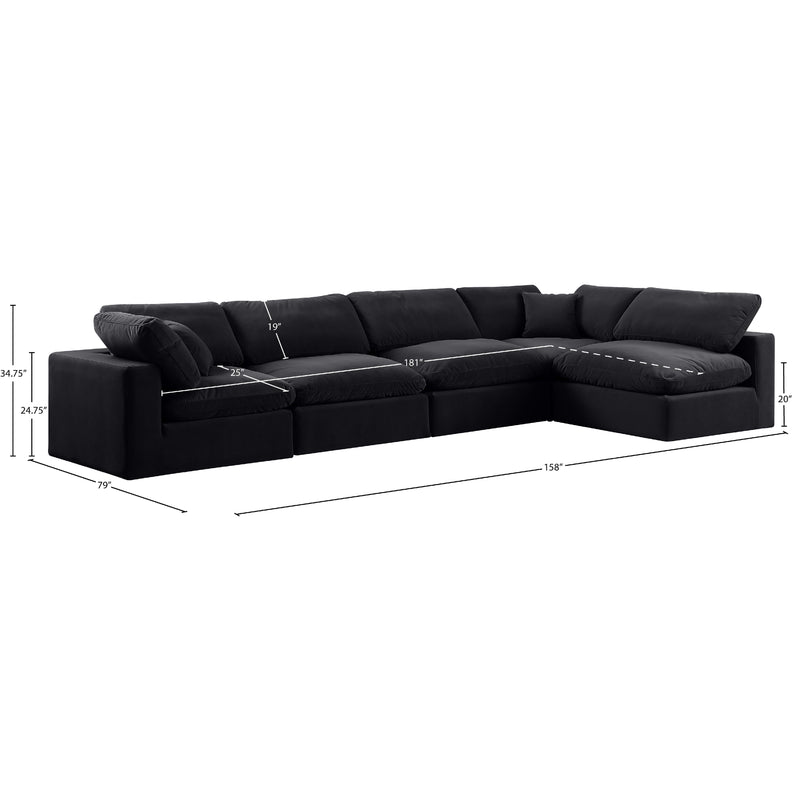 Meridian Comfy Black Velvet Modular Sectional IMAGE 15