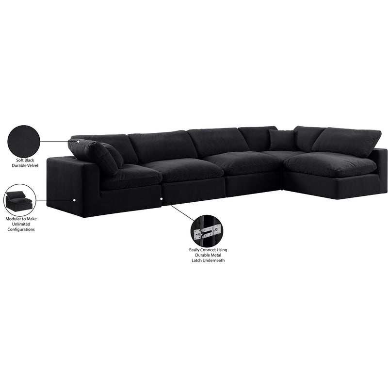 Meridian Comfy Black Velvet Modular Sectional IMAGE 16