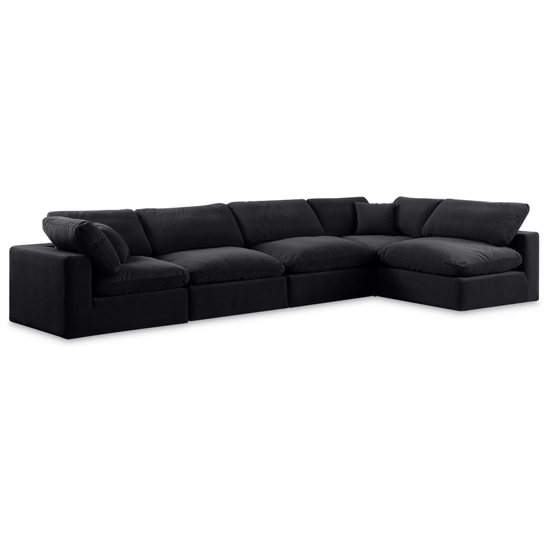 Meridian Comfy Black Velvet Modular Sectional IMAGE 1