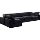 Meridian Comfy Black Velvet Modular Sectional IMAGE 2