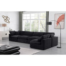 Meridian Comfy Black Velvet Modular Sectional IMAGE 4
