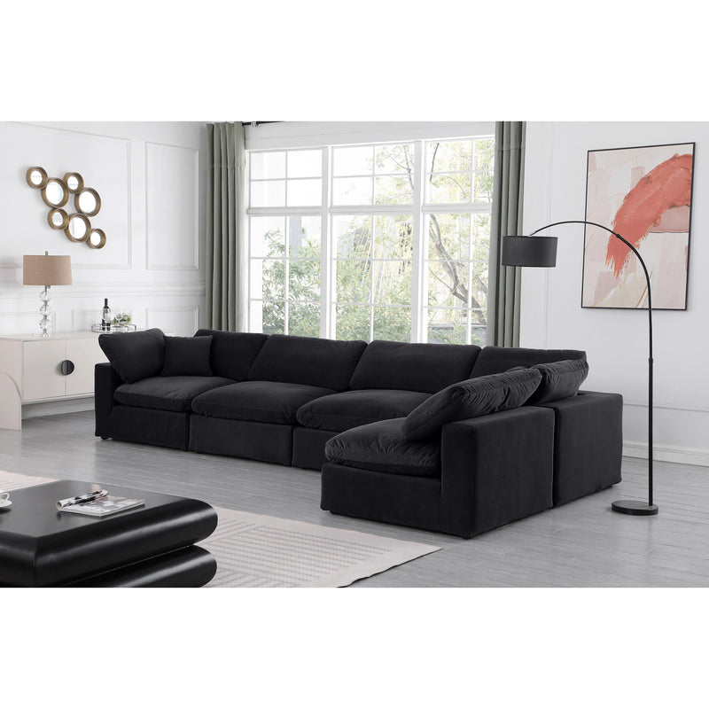 Meridian Comfy Black Velvet Modular Sectional IMAGE 4