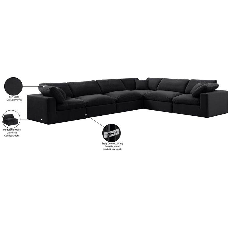 Meridian Comfy Black Velvet Modular Sectional IMAGE 11