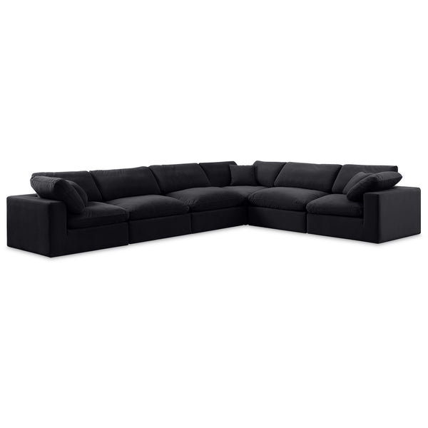 Meridian Comfy Black Velvet Modular Sectional IMAGE 1