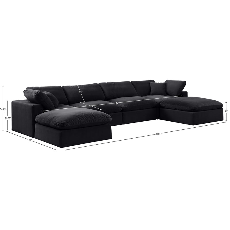 Meridian Comfy Black Velvet Modular Sectional IMAGE 10