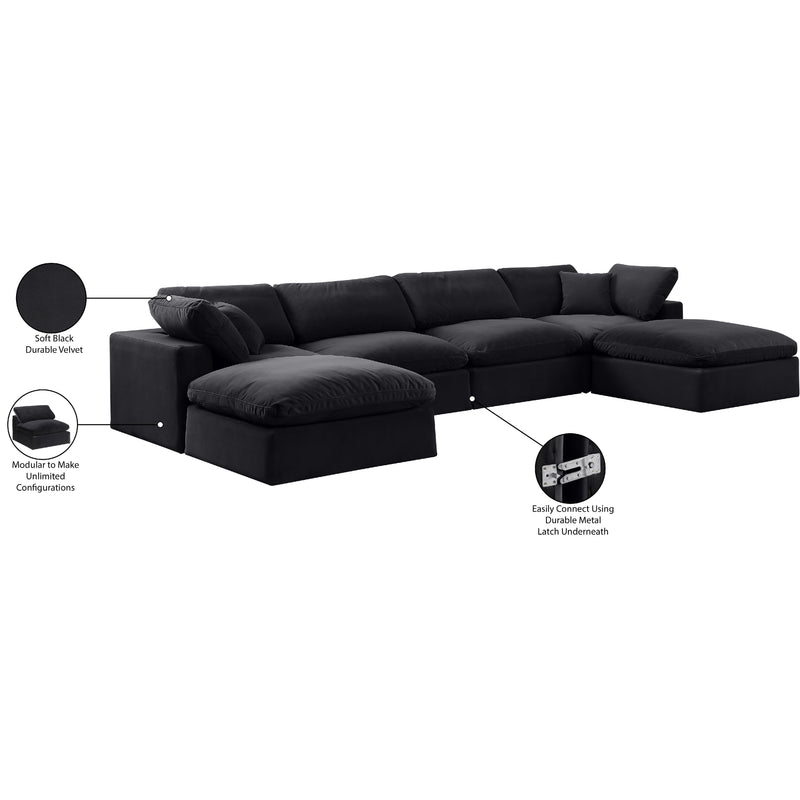 Meridian Comfy Black Velvet Modular Sectional IMAGE 11
