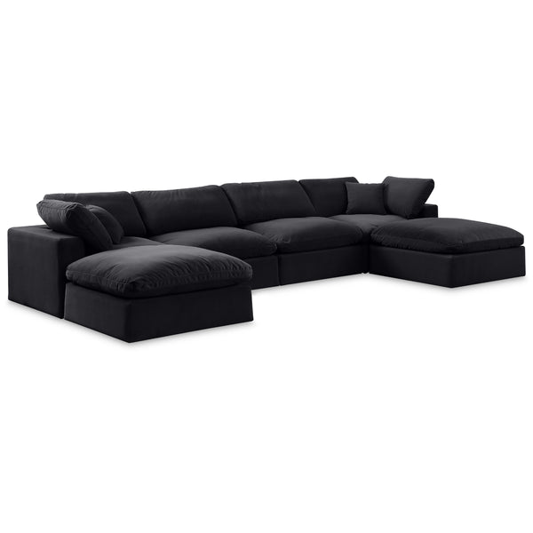 Meridian Comfy Black Velvet Modular Sectional IMAGE 1