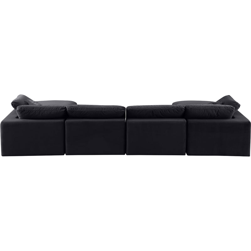 Meridian Comfy Black Velvet Modular Sectional IMAGE 3