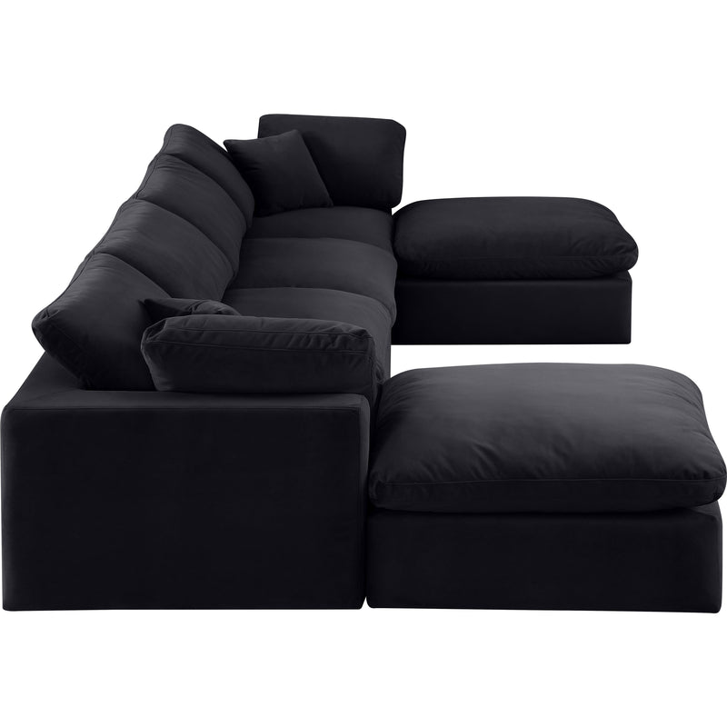 Meridian Comfy Black Velvet Modular Sectional IMAGE 4