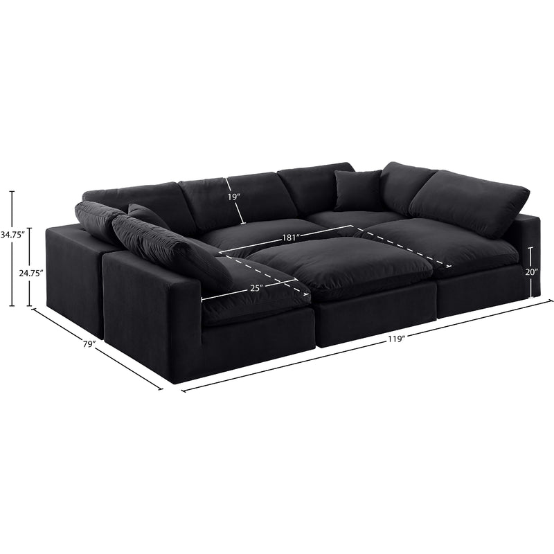 Meridian Comfy Black Velvet Modular Sectional IMAGE 10