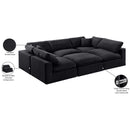 Meridian Comfy Black Velvet Modular Sectional IMAGE 11
