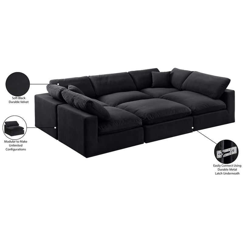 Meridian Comfy Black Velvet Modular Sectional IMAGE 11