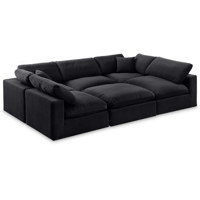 Meridian Comfy Black Velvet Modular Sectional IMAGE 1