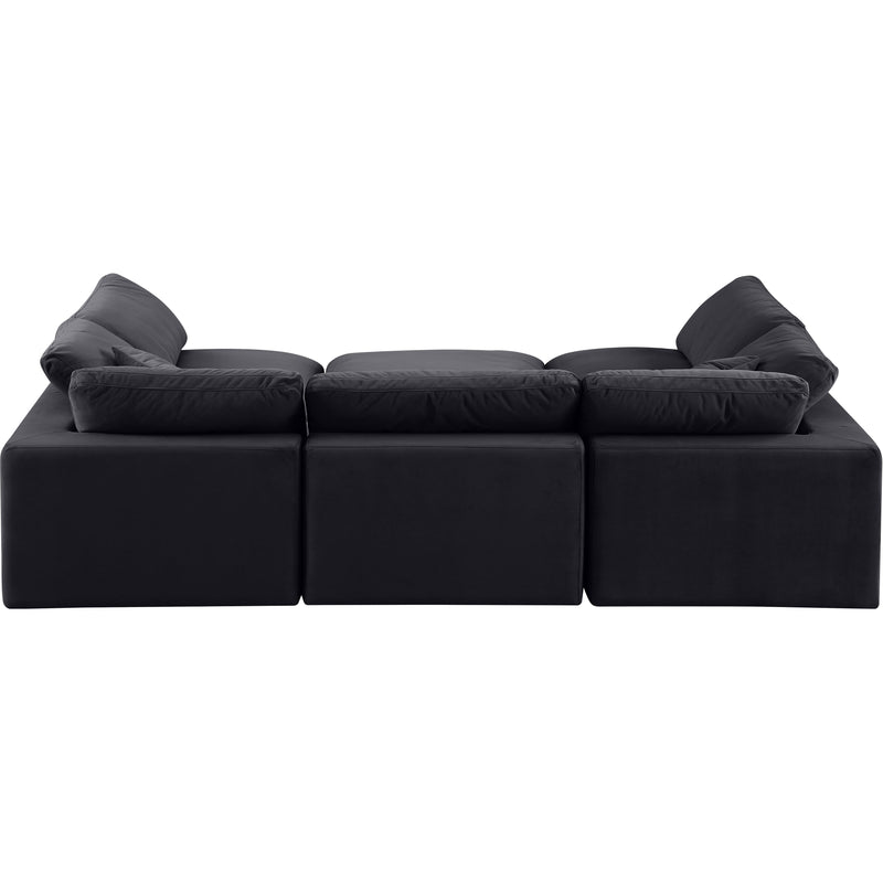 Meridian Comfy Black Velvet Modular Sectional IMAGE 3