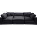 Meridian Comfy Black Velvet Modular Sectional IMAGE 5