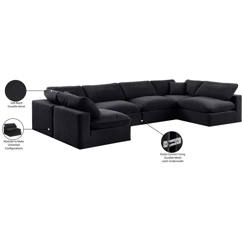 Meridian Comfy Black Velvet Modular Sectional IMAGE 11